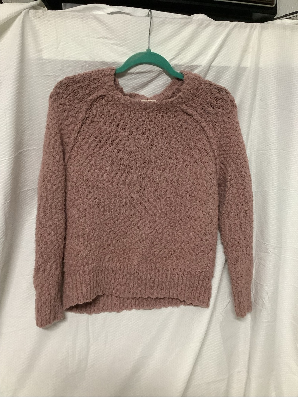 Textured Dusty Rose Crewneck Sweater